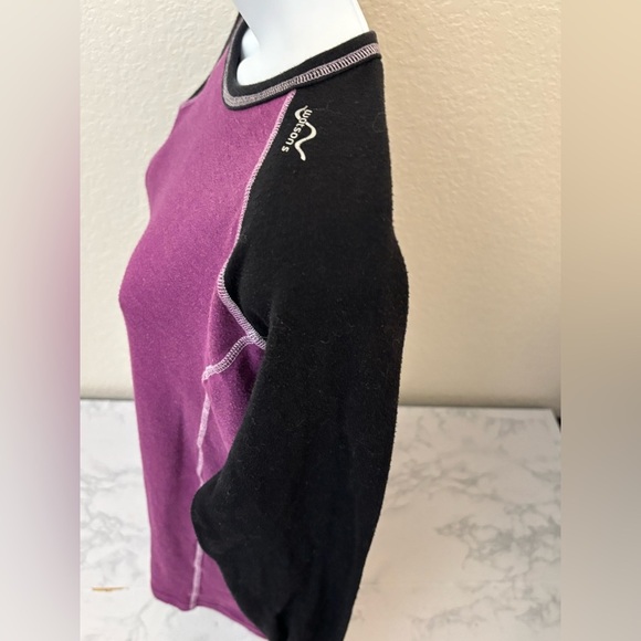 Watsons Womens Sweater L Purple Black Colorblock Long sleeve Pullover Top​ - Picture 3 of 4